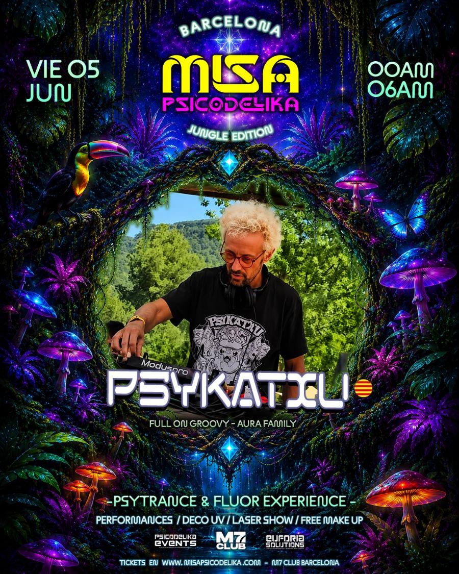 PSYKATXU poster for the Misa Psicodélika at the M7 Club in Barcelona